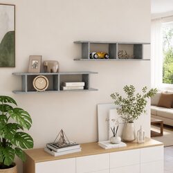 Grey Floating Display Cube Shelves for Living Spaces