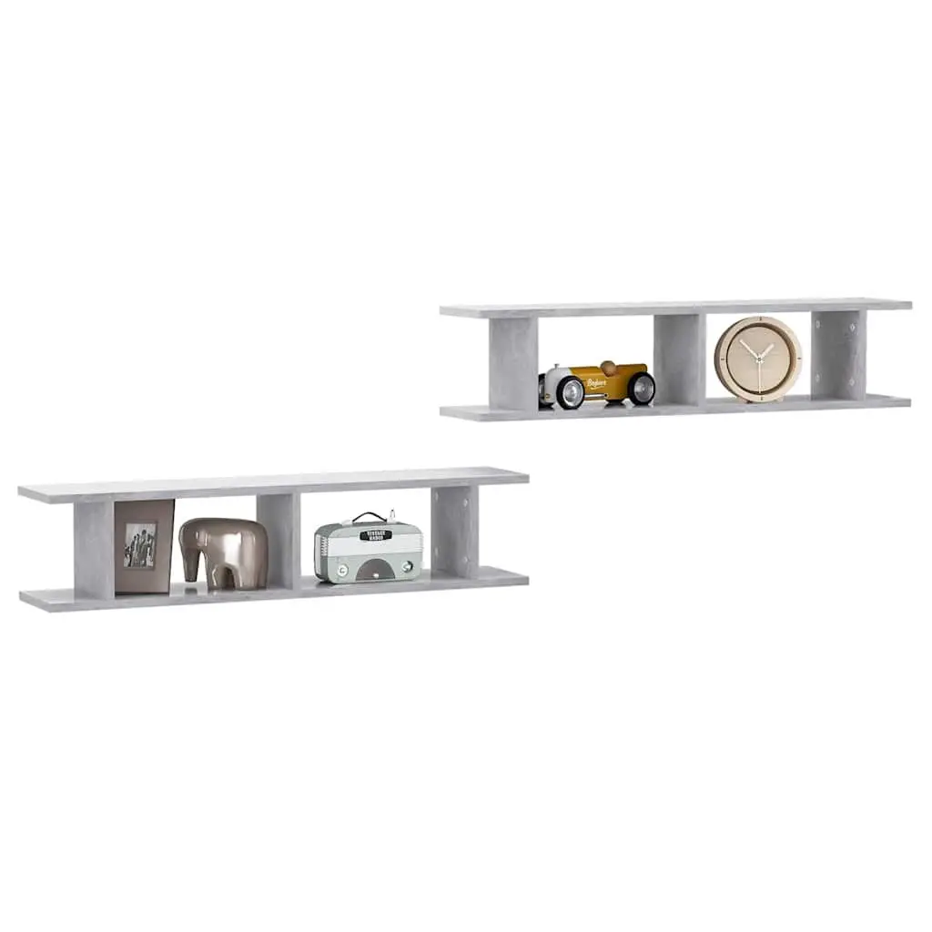 Wall Shelves Grey Floating Display Cube 90 x 18 x 20 cm Engineered Wood 2 Piece