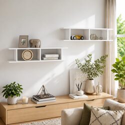 Floating Cube Shelves 2 pcs High Gloss White Storage Unit