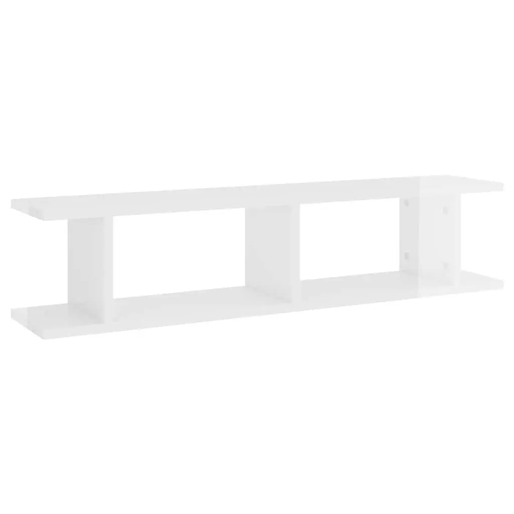 Wall Shelves High Gloss White Floating Cube Storage Display Unit 90 x 18 x 20 cm Engineered Wood 2 Piece
