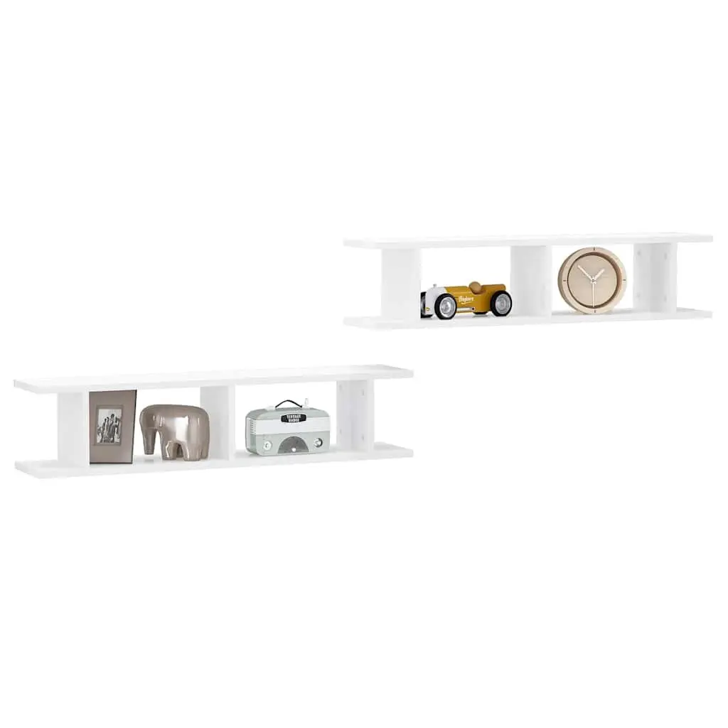 Wall Shelves High Gloss White Floating Cube Storage Display Unit 90 x 18 x 20 cm Engineered Wood 2 Piece