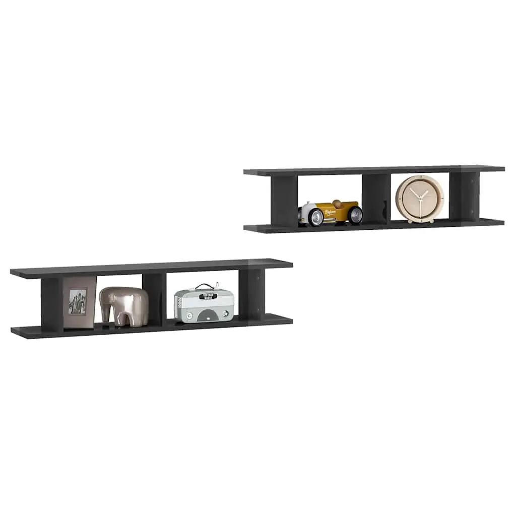 Wall Shelves Grey Floating Cube 90 x 18 x 20 cm Engineered Wood 2 Pieces