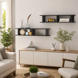 Grey Floating Cube Wall Shelves for Display