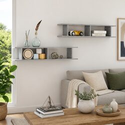 Grey Cube Floating Wall Shelves – 2 pcs