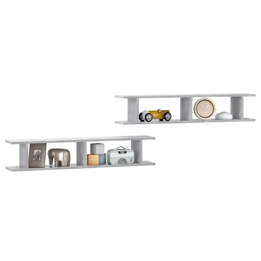 Wall Shelves Grey Cube Display Floating Storage 105 x 18 x 20 cm Engineered Wood 2 Piece
