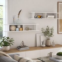 White High Gloss Floating Cube Shelves 2 pcs