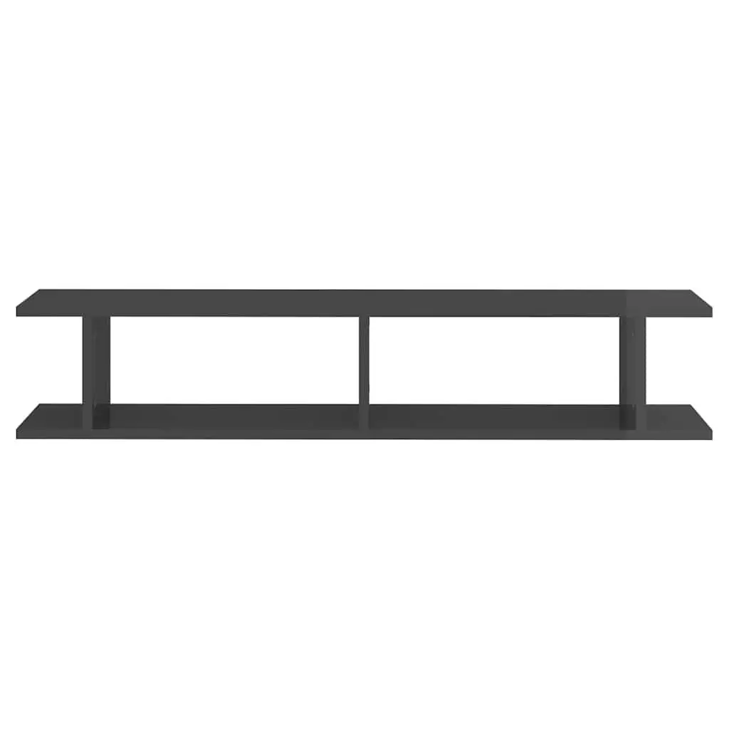 Wall Shelves Grey High Gloss 2 Piece Cube Floating Shelf Engineered Wood