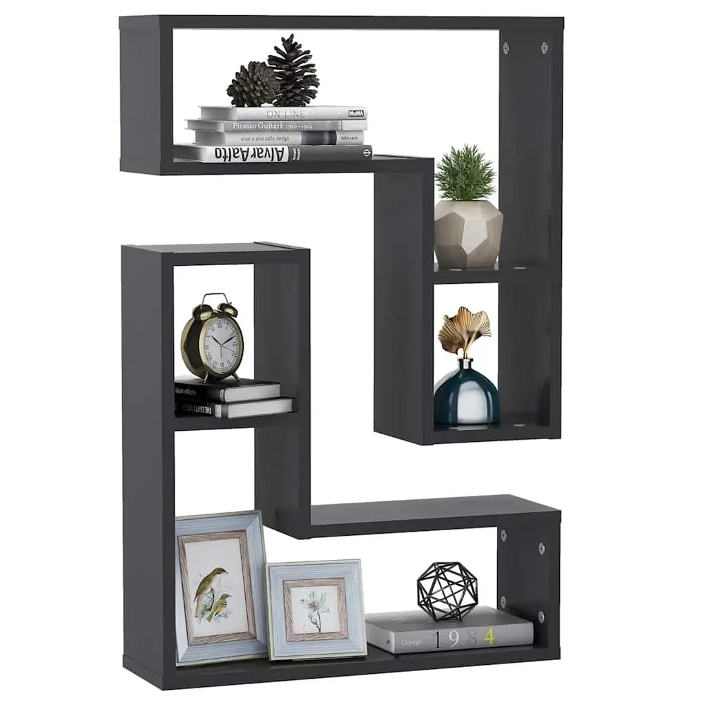 Wall Shelves Grey Cube Floating Display Storage 50 x 15 x 50 cm Engineered Wood