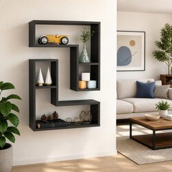 Grey Cube Wall Shelves - Set of 2 for Home Decor