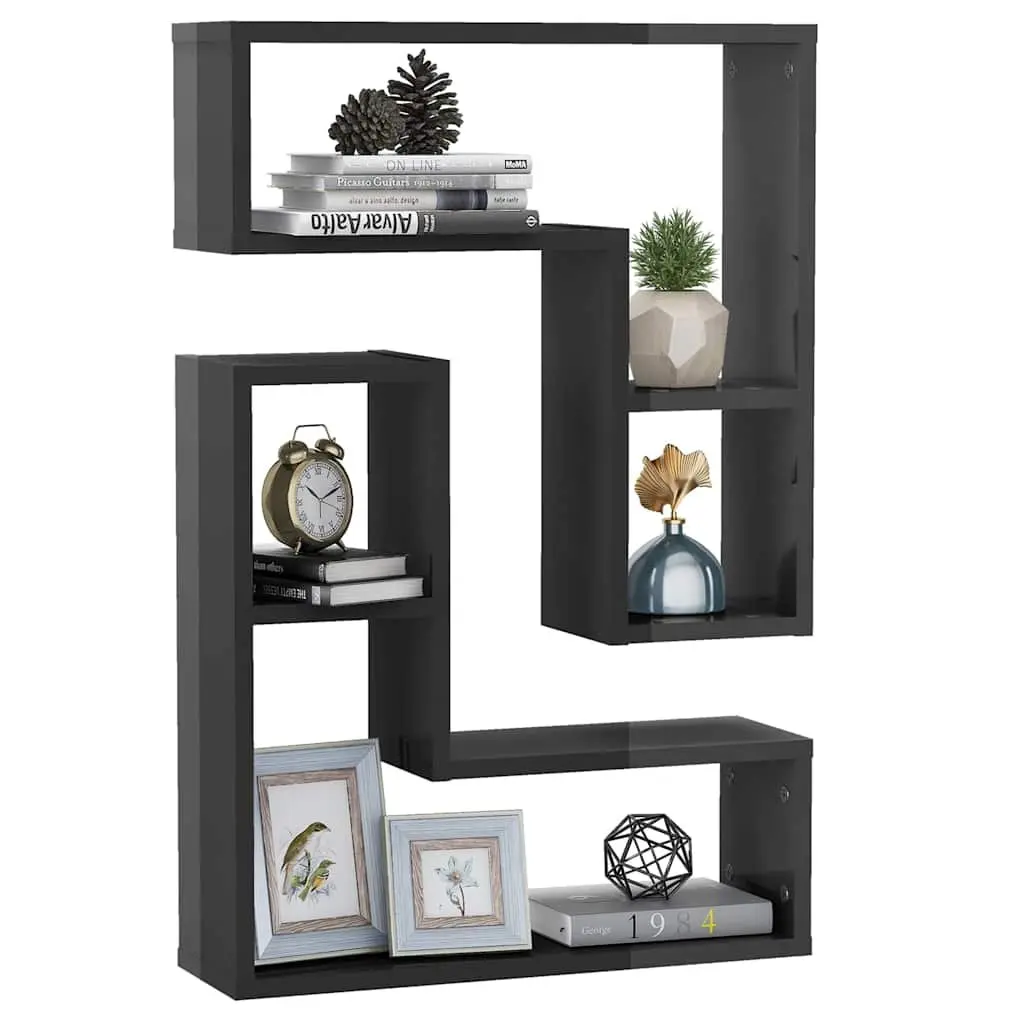 Wall Shelves Grey Cube Display Storage 50 x 15 x 50 cm Engineered Wood 2 Piece