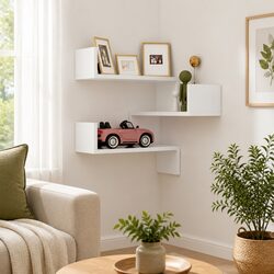 White Corner Shelf for Stylish Home Storage