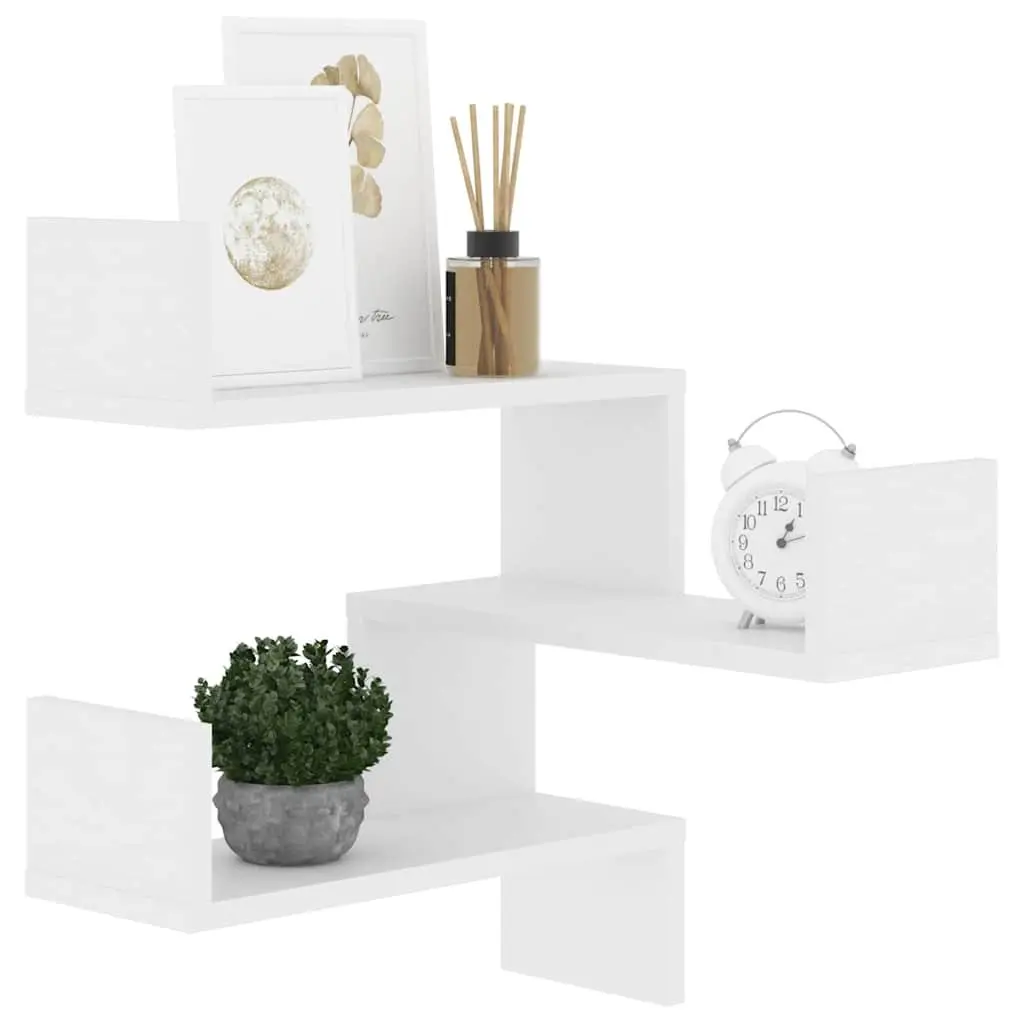 Wall Corner Shelf White Engineered Wood 40 x 40 x 50 cm Storage Display Unit Home Decor Living Room
