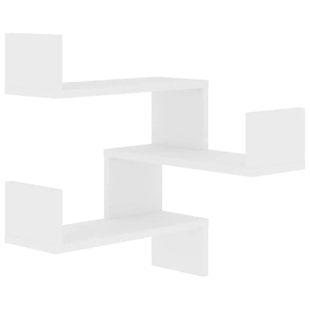 Wall Corner Shelves White 40 x 40 x 50 cm Engineered Wood 2 Pieces