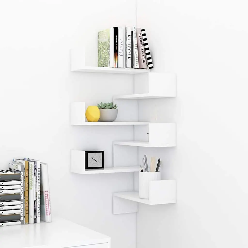 Wall Corner Shelves White 40 x 40 x 50 cm Engineered Wood 2 Pieces