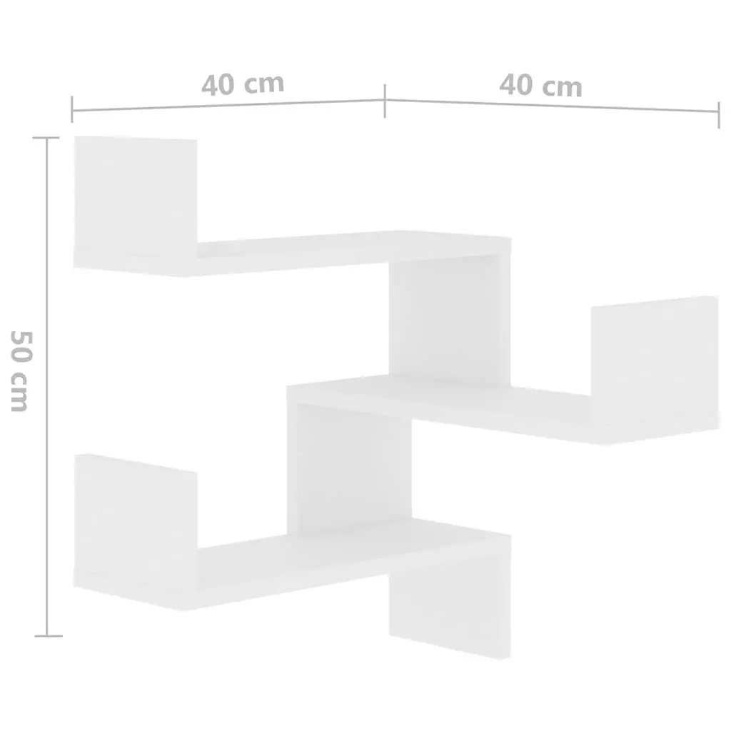 Wall Corner Shelves White 40 x 40 x 50 cm Engineered Wood 2 Pieces