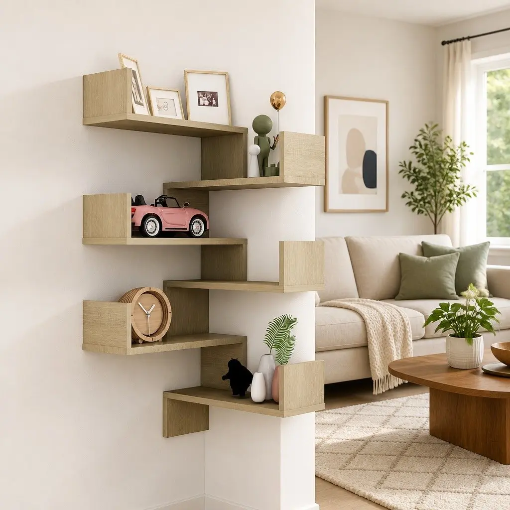 Wall Corner Shelves Brown Engineered Wood 40x40x50 cm Display Storage 2 Piece