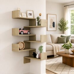 Brown Engineered Wood Corner Shelves 2 pcs 40x40x50 cm