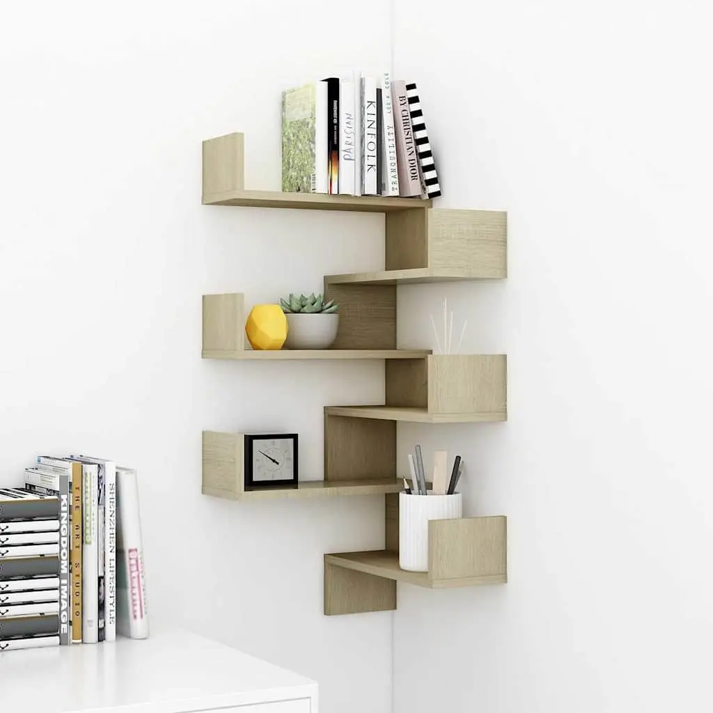 Wall Corner Shelves Brown Engineered Wood 40x40x50 cm Display Storage 2 Piece