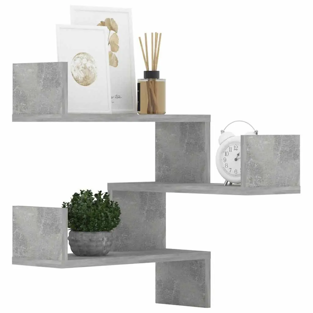 Wall Corner Shelves Grey 40x40x50 cm Engineered Wood 2 Pieces Display Storage