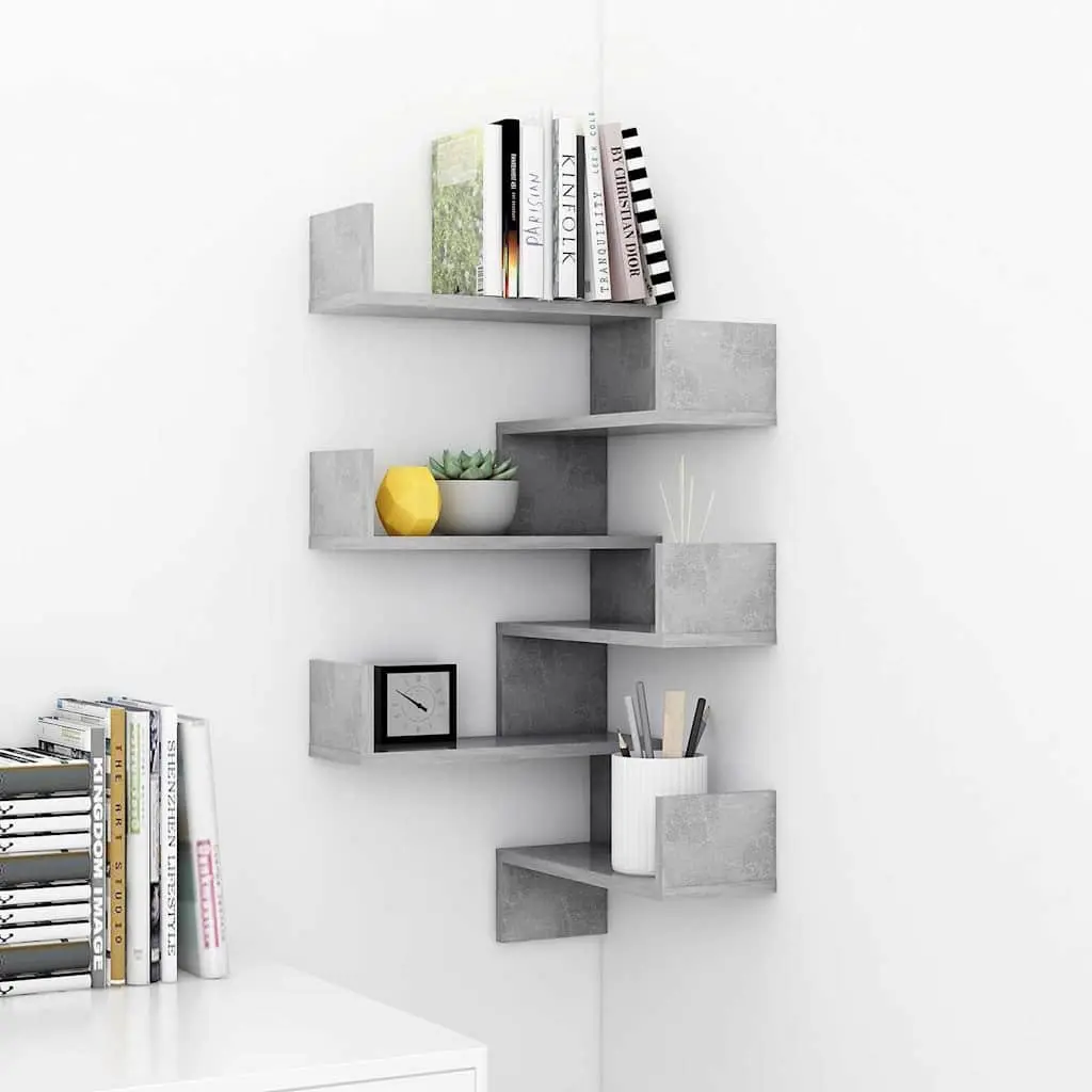 Wall Corner Shelves Grey 40x40x50 cm Engineered Wood 2 Pieces Display Storage