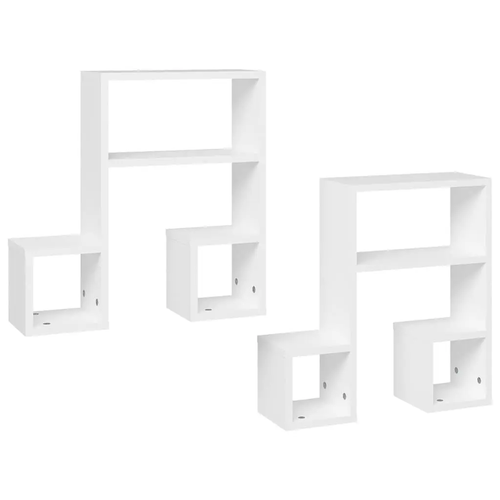 Wall Shelves Music Note Design White 50x15x50 cm Set of 2 Display Storage