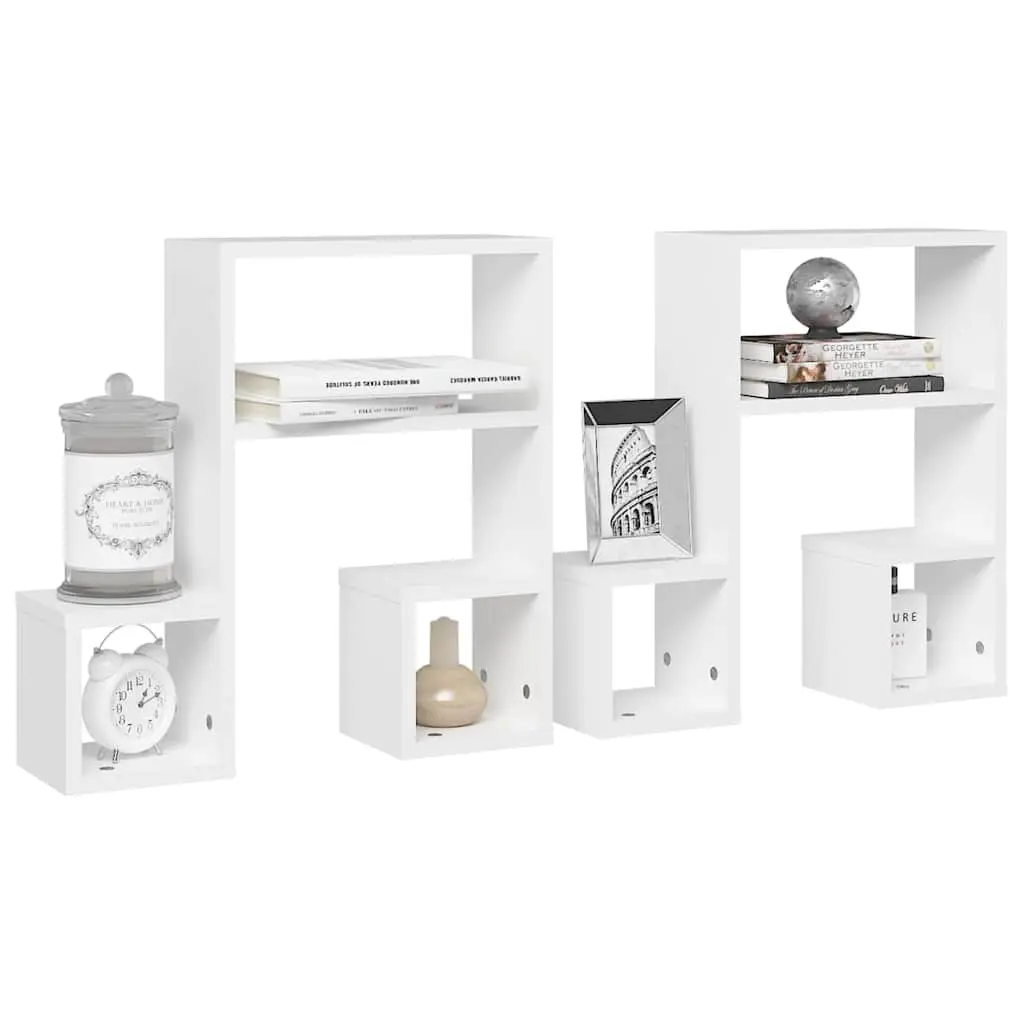 Wall Shelves Music Note Design White 50x15x50 cm Set of 2 Display Storage