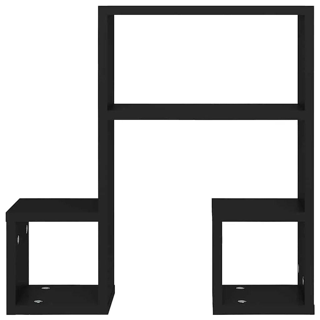 Wall Shelves Music Note Design Black 50x15x50 cm Set of 2 Floating Storage