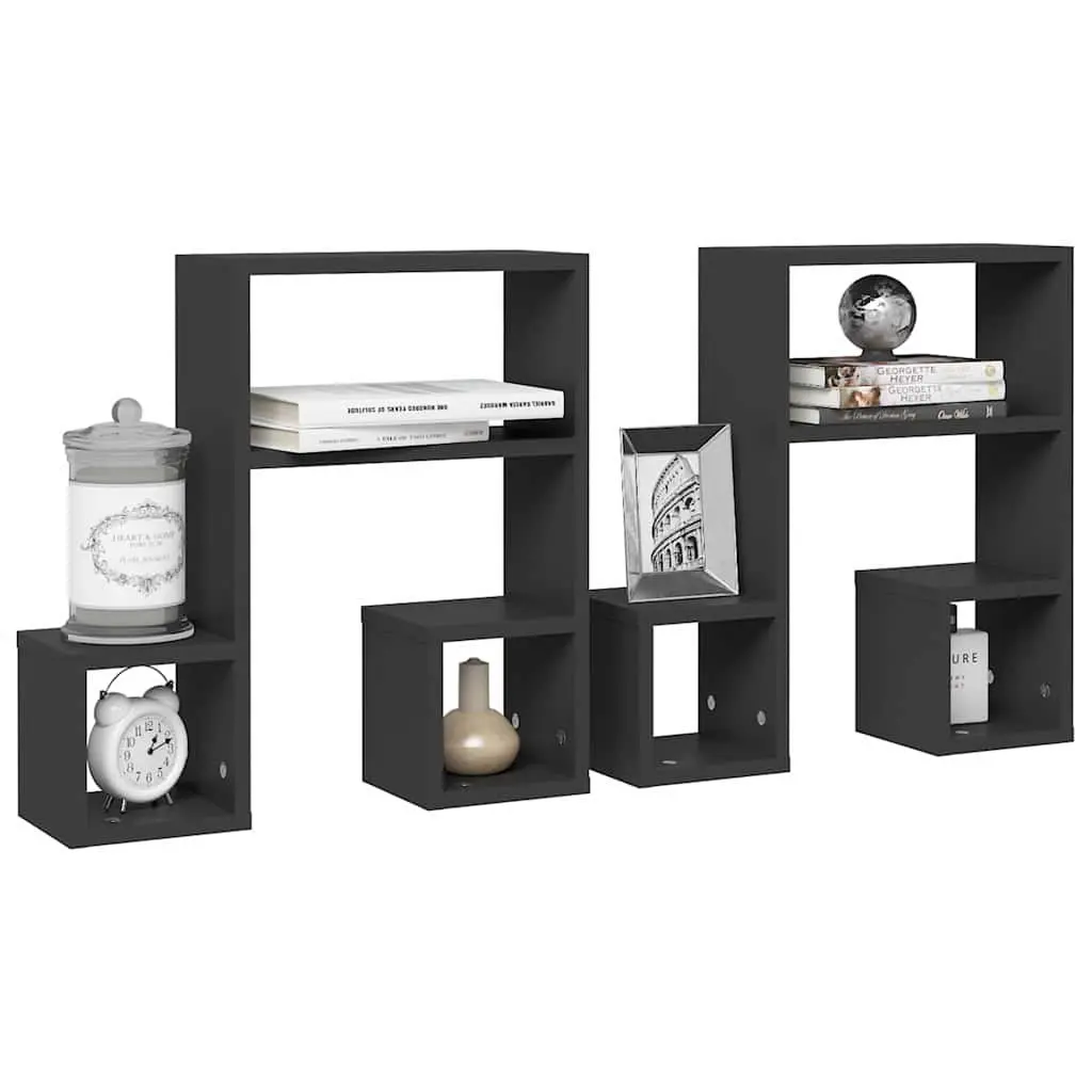 Music Note Wall Shelves Grey 50L x 15W x 50H cm 2 pcs Open Compartment Storage Display для Living Room Bedroom