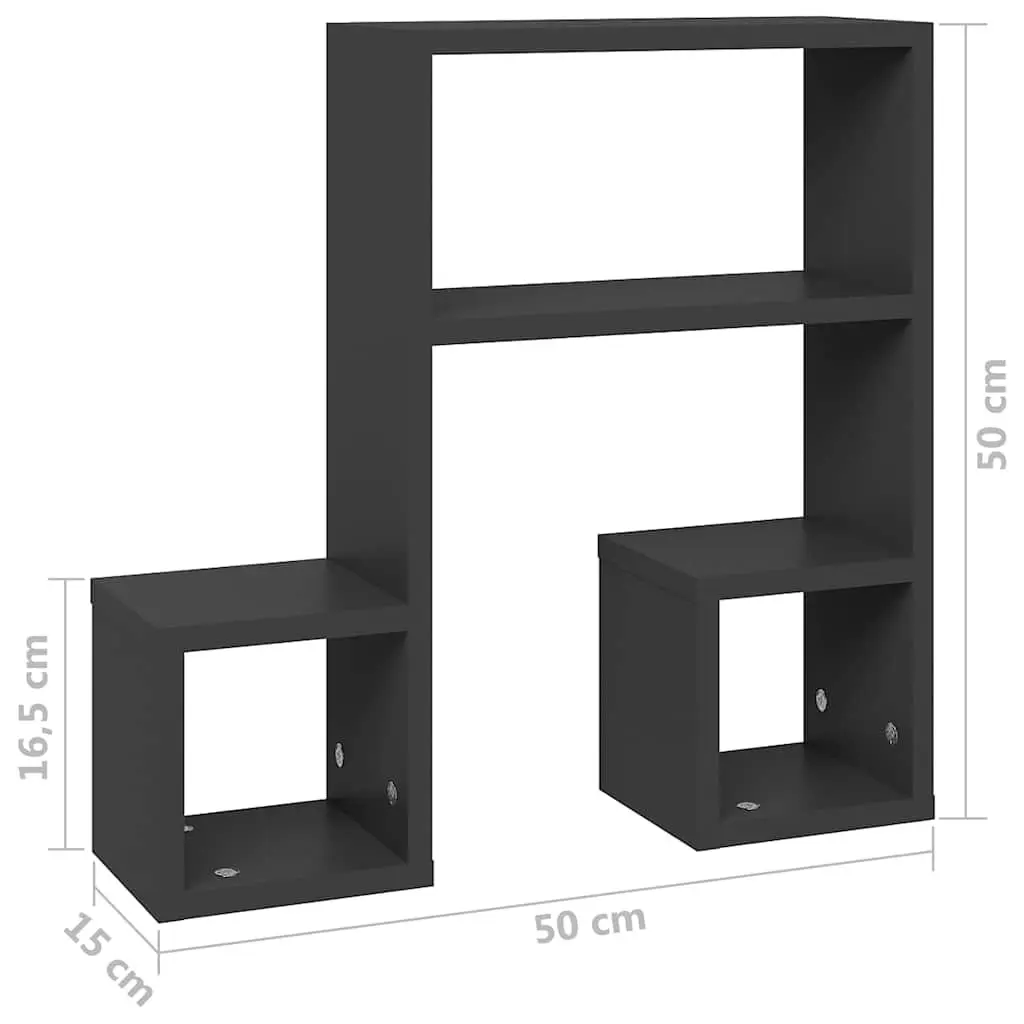 Music Note Wall Shelves Grey 50L x 15W x 50H cm 2 pcs Open Compartment Storage Display для Living Room Bedroom