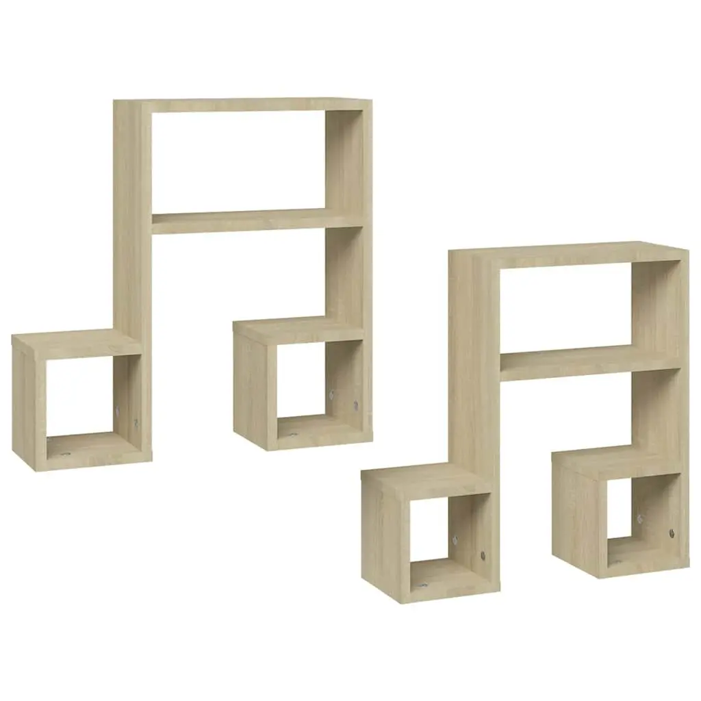 Wall Shelves Music Note Shape Brown 50 x 15 x 50 cm Engineered Wood 2 Pieces