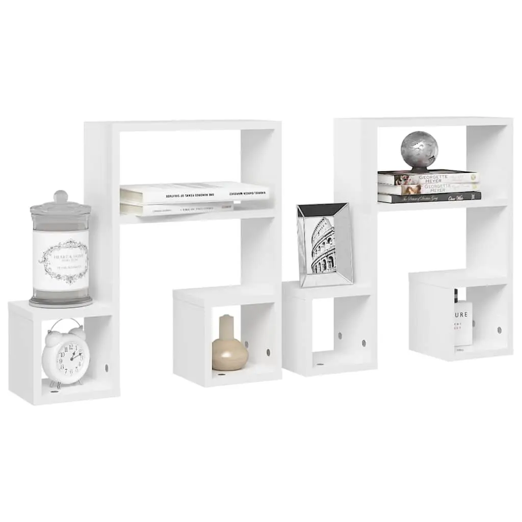 Wall Shelves Music Note Shape White 50x15x50 cm Engineered Wood Set of 2