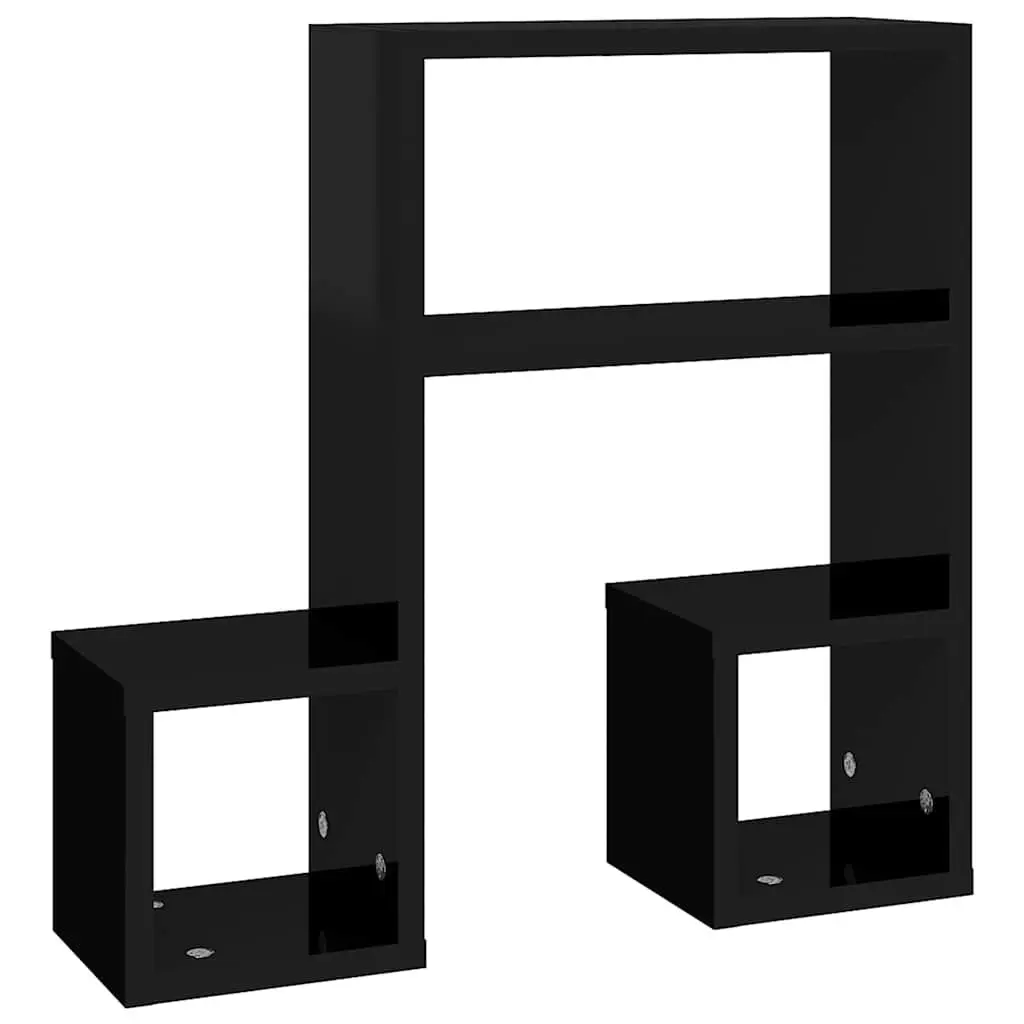 Music Note Shaped Floating Wall Shelf Black 50x15x50 cm Storage Display Shelves 2 Piece