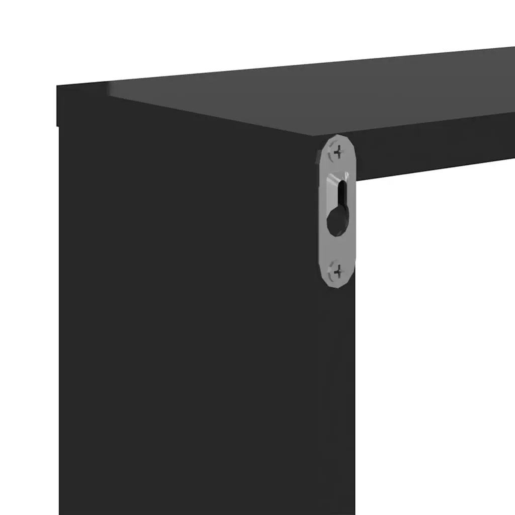 Music Note Shaped Floating Wall Shelf Black 50x15x50 cm Storage Display Shelves 2 Piece