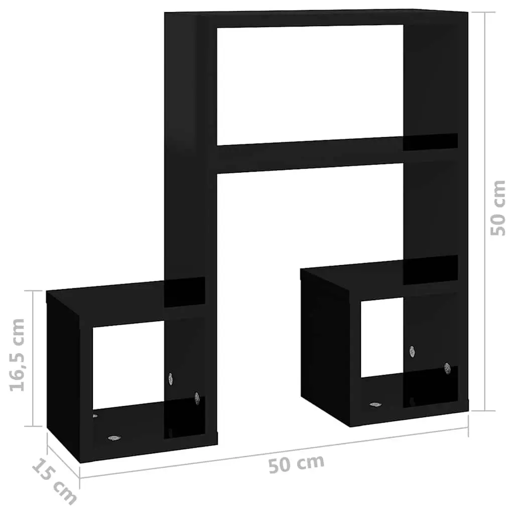 Music Note Shaped Floating Wall Shelf Black 50x15x50 cm Storage Display Shelves 2 Piece