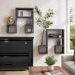 Music Note Wall Shelf Set in Grey for Stylish Storage