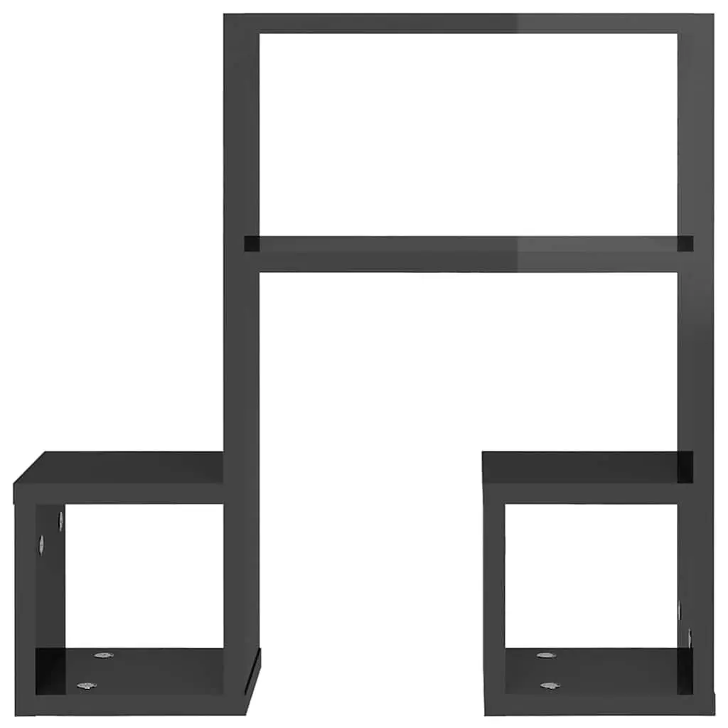 Music Note Wall Shelf Grey 50 x 15 x 50 cm Engineered Wood 2 Piece Storage Display Hanging Shelves Home Decor