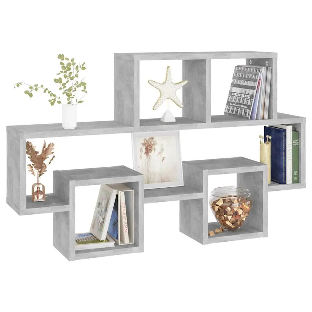 Grey Engineered Wood Car Shaped Wall Shelf Storage Display Unit 82Lx15Wx51H cm