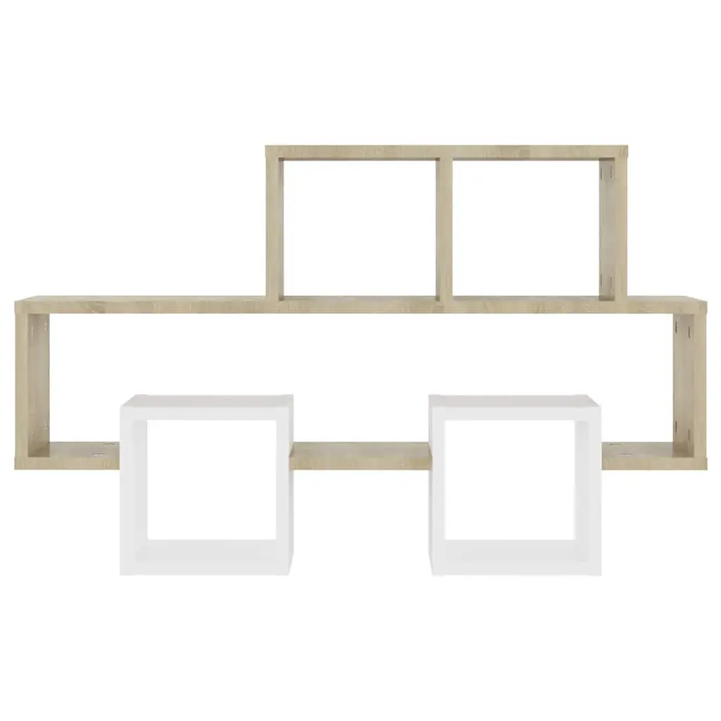 Car-Shaped Wall Shelf White Sonoma Oak Engineered Wood Storage Display Organizer 82W x 15D x 51H cm