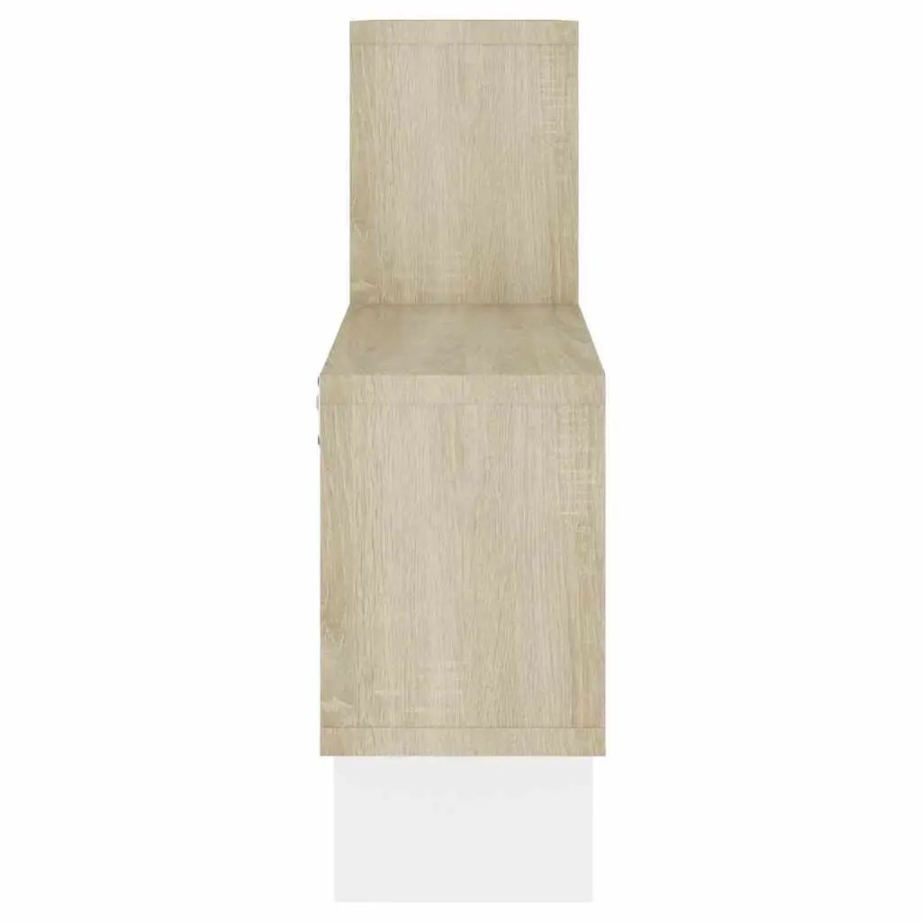 Car-Shaped Wall Shelf White Sonoma Oak Engineered Wood Storage Display Organizer 82W x 15D x 51H cm
