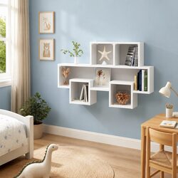 Car-Shaped Wall Shelf in White Engineered Wood