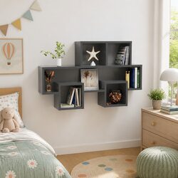 Grey Car-Shaped Wall Shelf for Stylish Storage