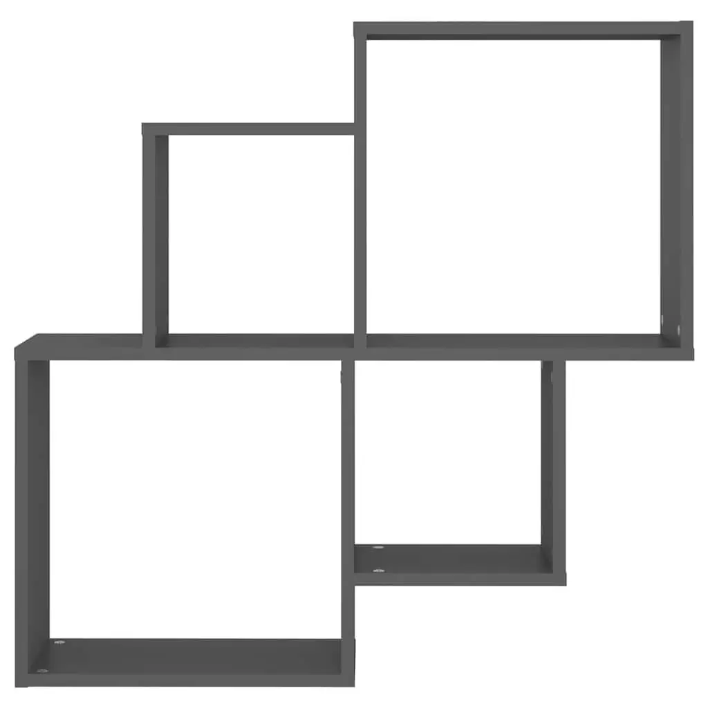 Wall Cube Shelf Grey Open Compartments Storage Display Hanging Shelving Unit Engineered Wood 80 x 15 x 78.5 cm
