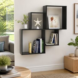 Grey Wall Cube Shelf with Open Compartments