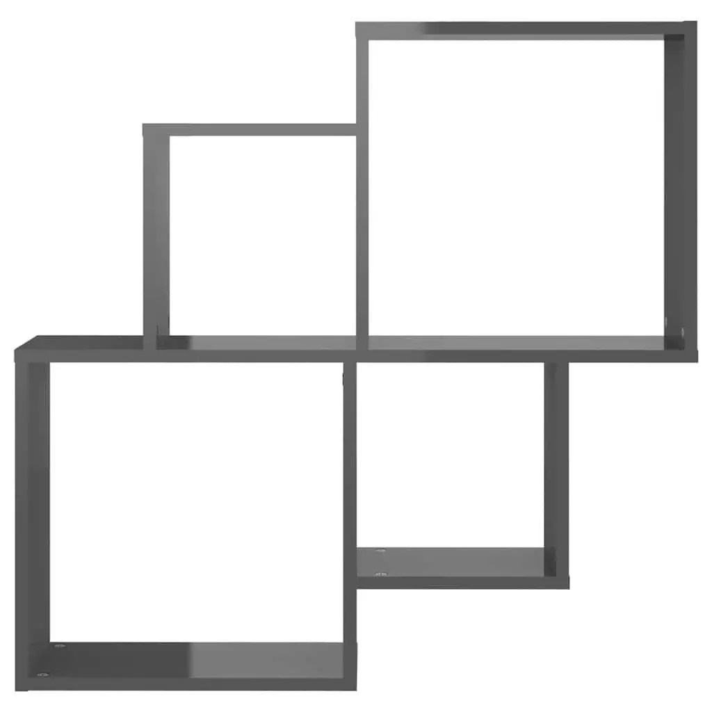 Wall Cube Shelf Grey Open Compartments Storage Display Engineered Wood 80W x 15D x 78.5H cm