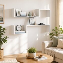 White Floating Shelves - 2-Piece Set for Home Decor