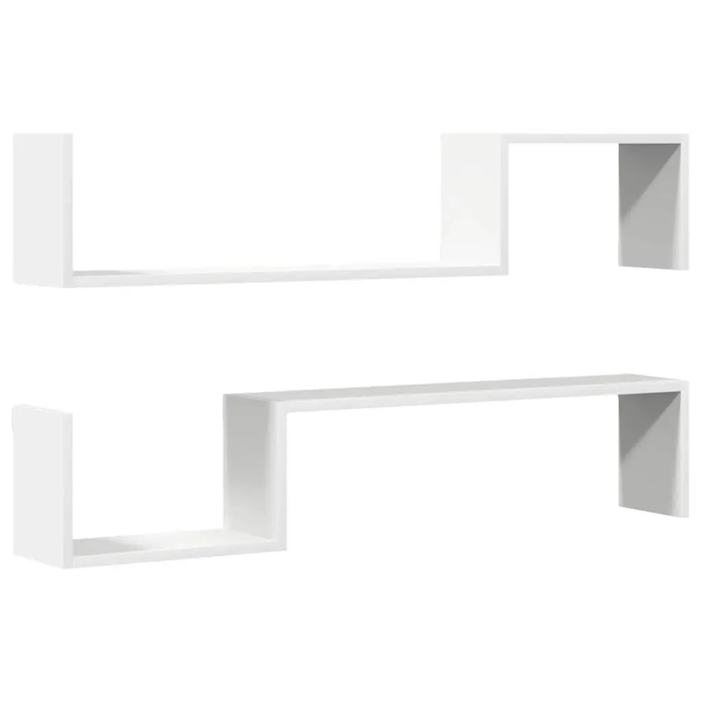 Wall Shelves White Floating Display Shelf 100 x 15 x 20 cm Engineered Wood 2 Pieces