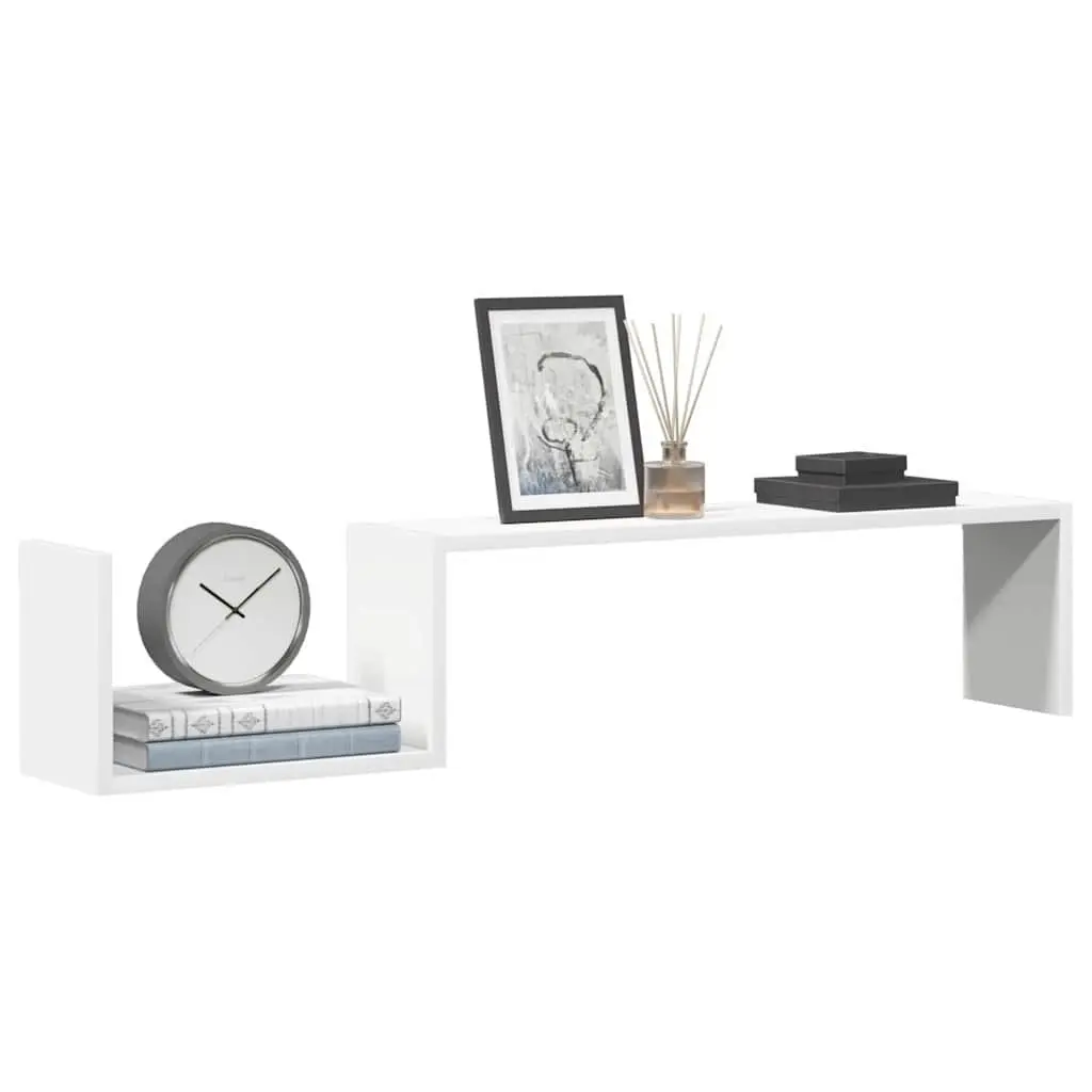 Wall Shelves White Floating Display Shelf 100 x 15 x 20 cm Engineered Wood 2 Pieces