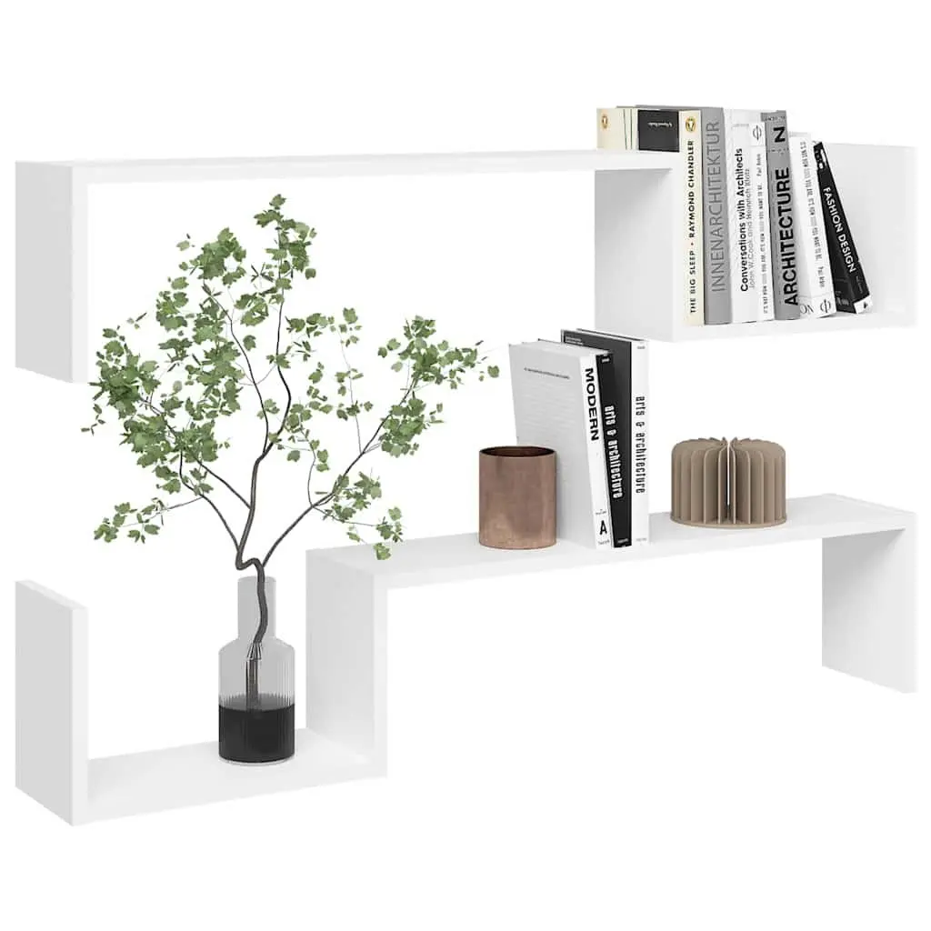 Wall Shelves White Floating Display Shelf 100 x 15 x 20 cm Engineered Wood 2 Pieces