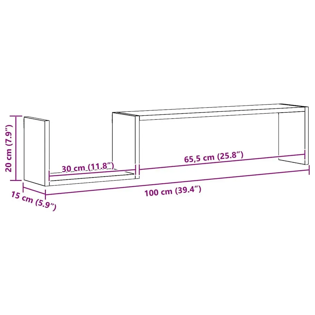 Wall Shelves White Floating Display Shelf 100 x 15 x 20 cm Engineered Wood 2 Pieces