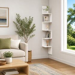 Stylish White Wall Corner Shelf for Living Spaces